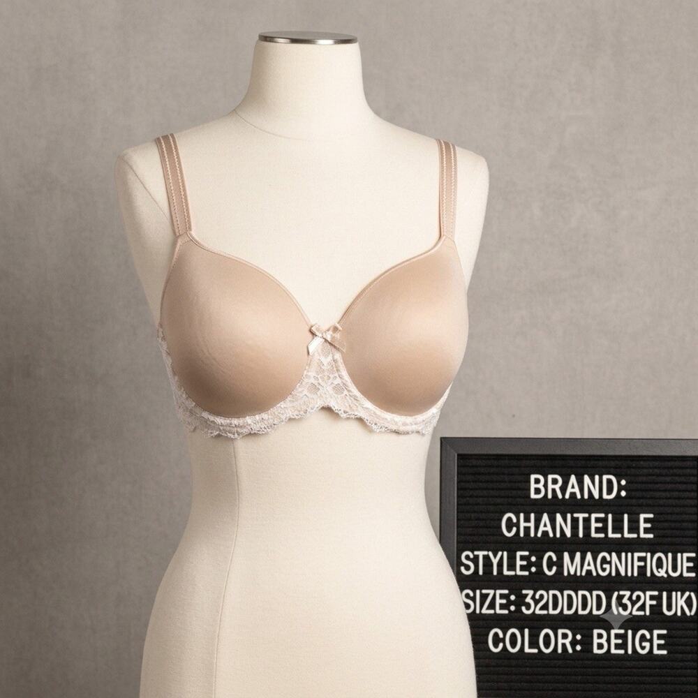 Chantelle C Magnifique Seamless Underwire Bra 32DDDD 32F UK Nude Beige 3286